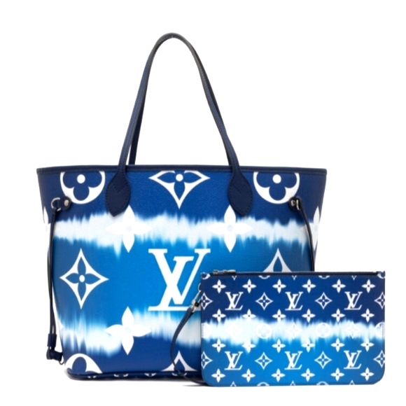 Louis Vuitton Handbags - Like New Louis Vuitton Blue Monogram Escale Coated Canvas Neverfull MM Tote